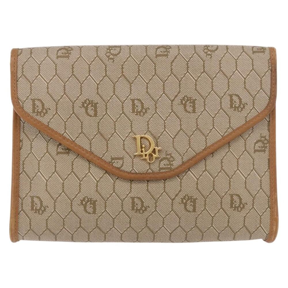 Dior Honeycomb Canvas Chain Shoulder Bag Beige